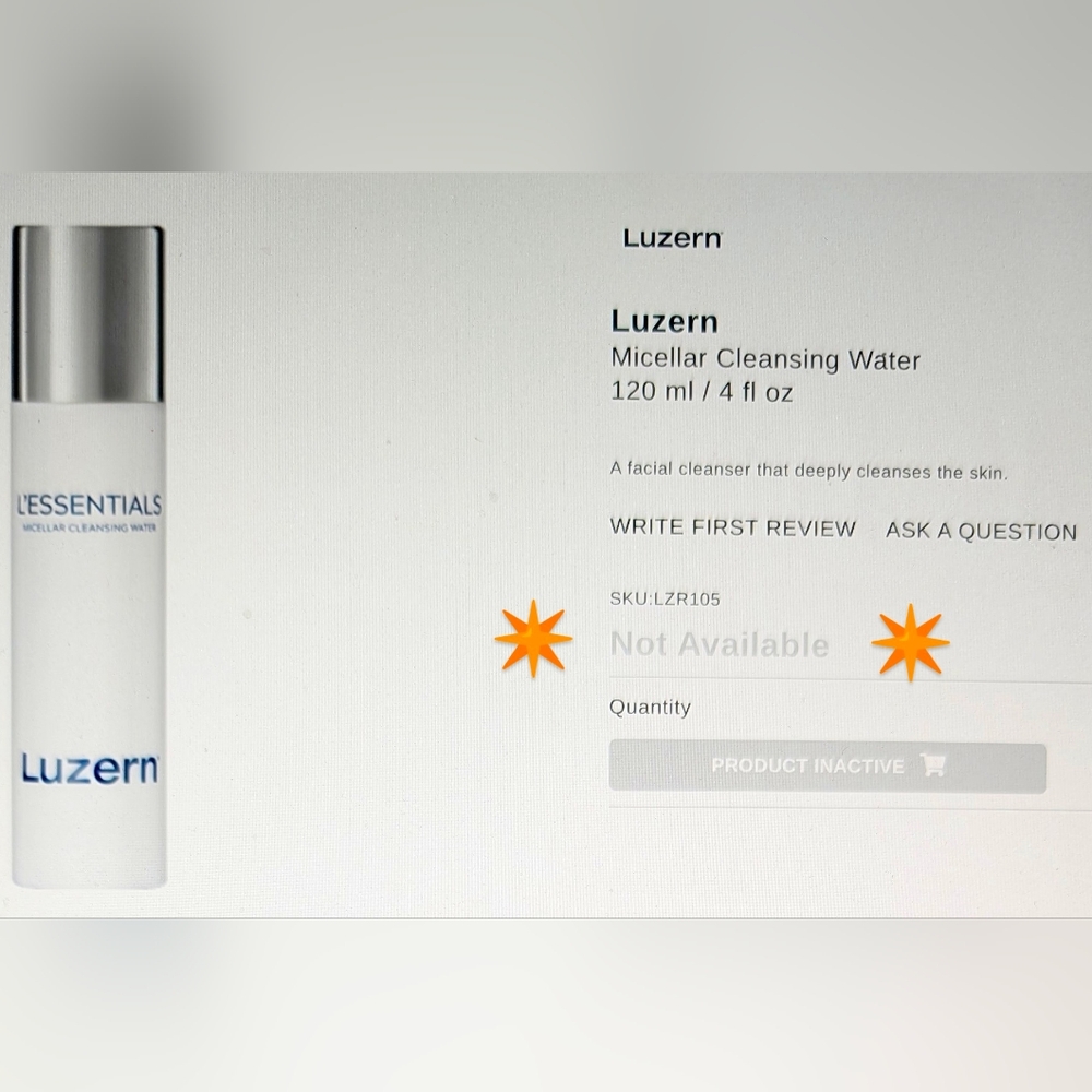 Luzern NWOT L'Essentials Micellar Cleansing Water